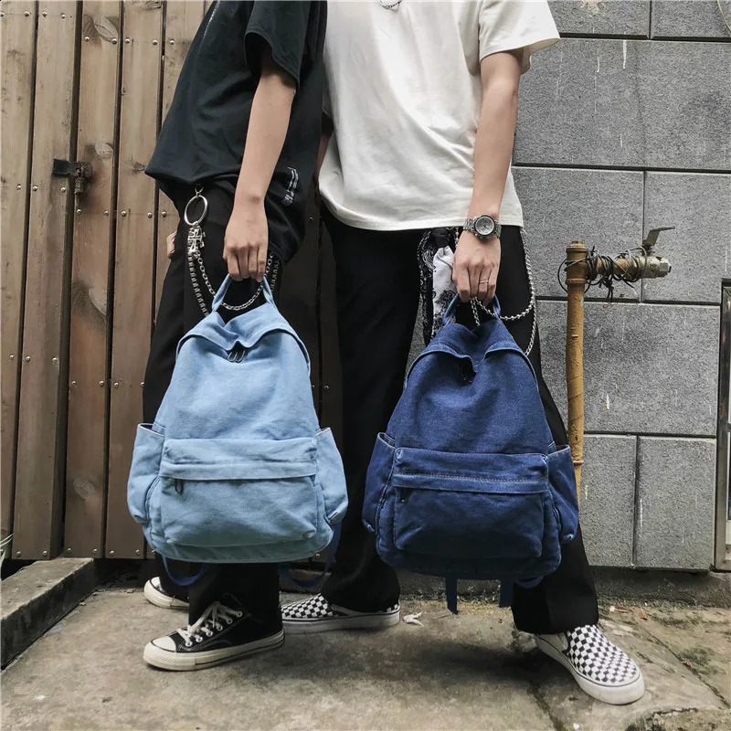 Womens Backpack Cowboy Childrens Bag Denim Korean Version Shoulder Bags Teenager Girl College Student School For Men Rucksack 241230