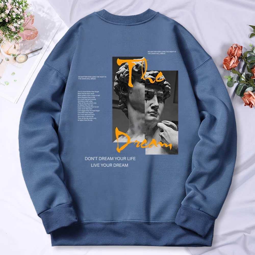 Dont Dream Your Life Live Your Dream Mens Hoodie Ultra fine Wool Pullover Sweatshirt Loose Hoodie Wool Clothing Couple W241230