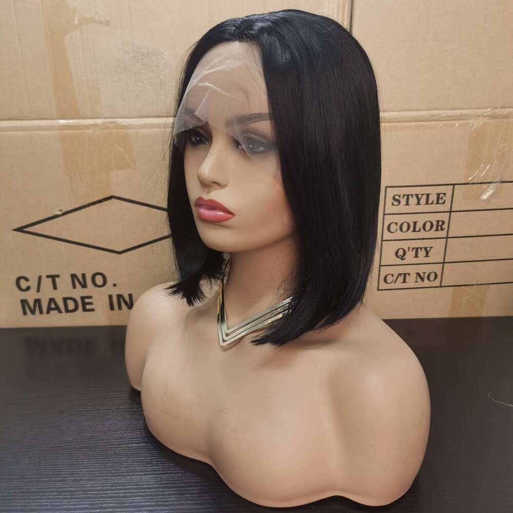 Lace Front Wig Cover T Shape T-Shaped Front Lace Bob Wig For Women, Black Headband, High-Temperature Spun And Hand Woven Wigs Kq2 Kq2
