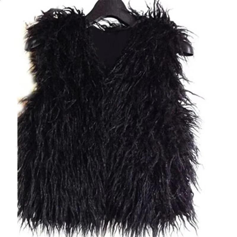 Baby Toddler Girl Vest Tops Autumn Winter Fashion Coat Girls Vests Kids Sleeveless Faux Fur Wool Jacket Children Outerwear 241230