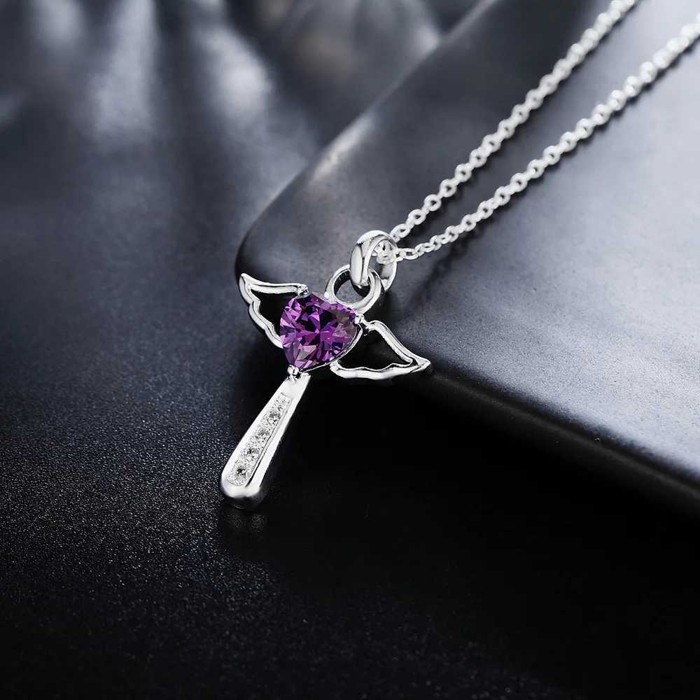 High quality 925 sterling silver angel crystal cross pendant necklace suitable for womens luxury parties weddings jewelry Christmas gifts W241230