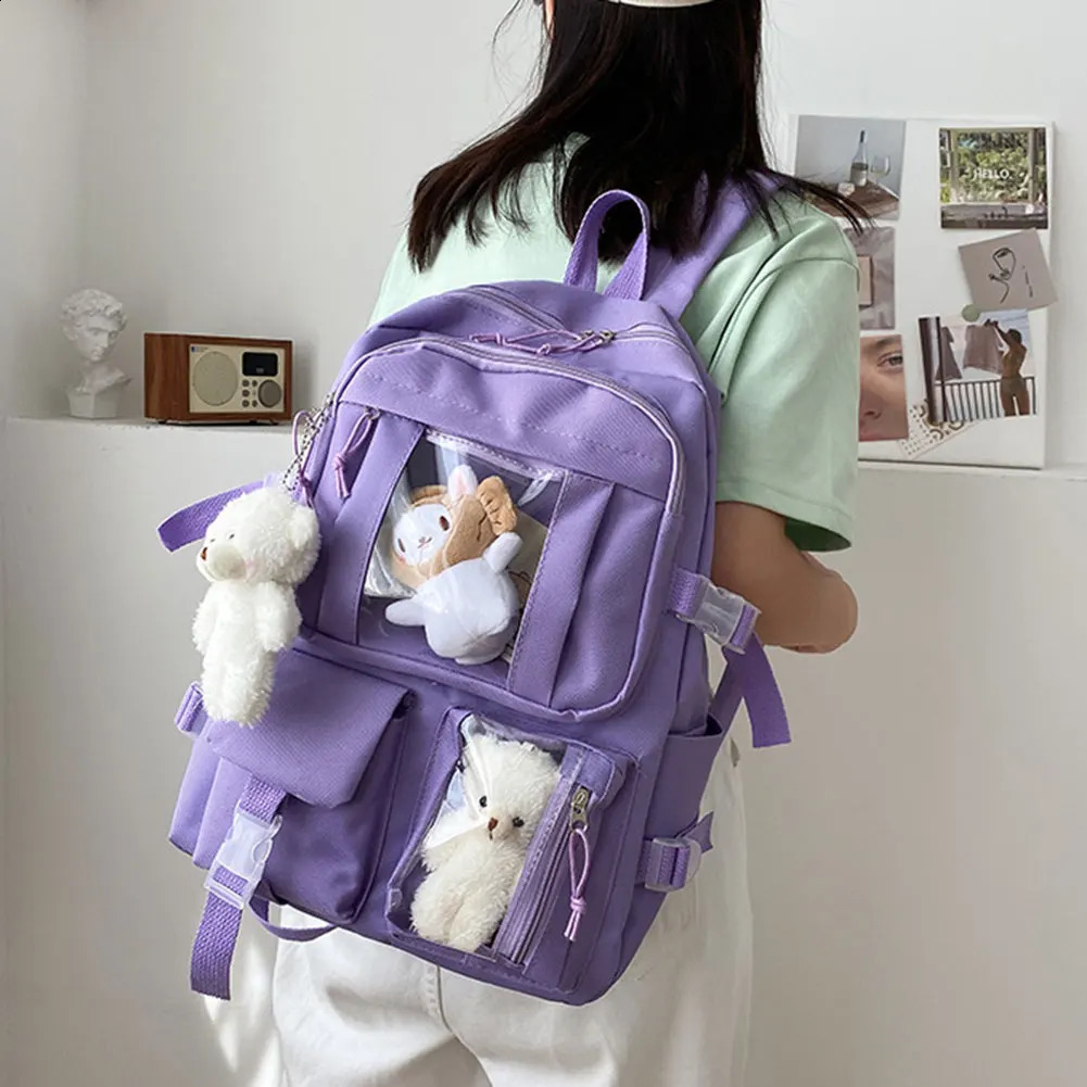 Causal Simple Travel School Bags Portable Large Capacity Waterproof School Books Pencil Case Water Bottle Bookbag For Men Women 241230