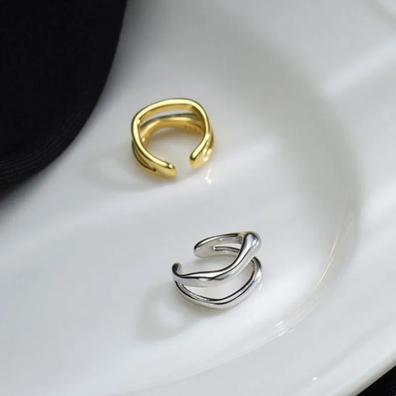 1Pcs 925 Silver Plated Ear Cuff Earrings NonPiercing Double Layer Clip Earring For Women Girls Party Jewelry e1243 241225