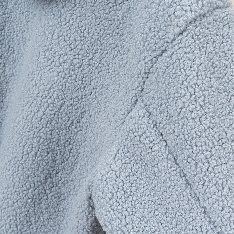 Warm Fleece Hooded Jacket With Zipper Long Sleeved Plush Overcoat For Women