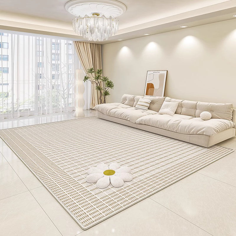 4325-55.6-PDD-Beige Minimalist Carpet Comfortable Refreshing Bedroom Rug Easy Care Waterproof Rugs
