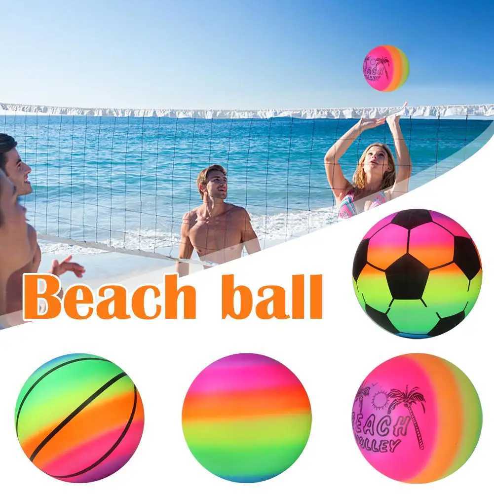 1 Pcs Rainbow Beach Ball Inflatable Summer Beach Ball Garden Game Beach Toy Swim Rainbow Volleyball Rubber Kids Net Pool B7O6XJ241230