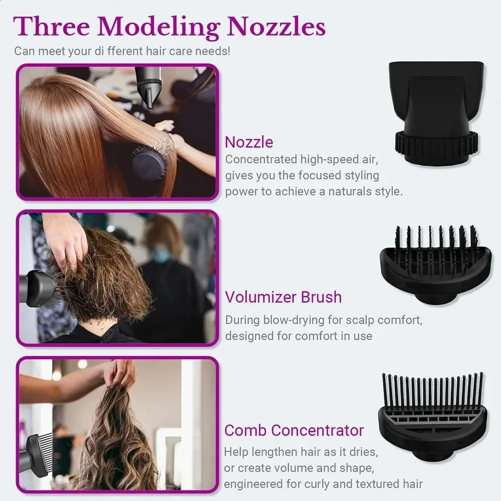 Professional hair dryer 1800W power negative ion strong wind fan constant temperature air collection comb nozzle gear 241230