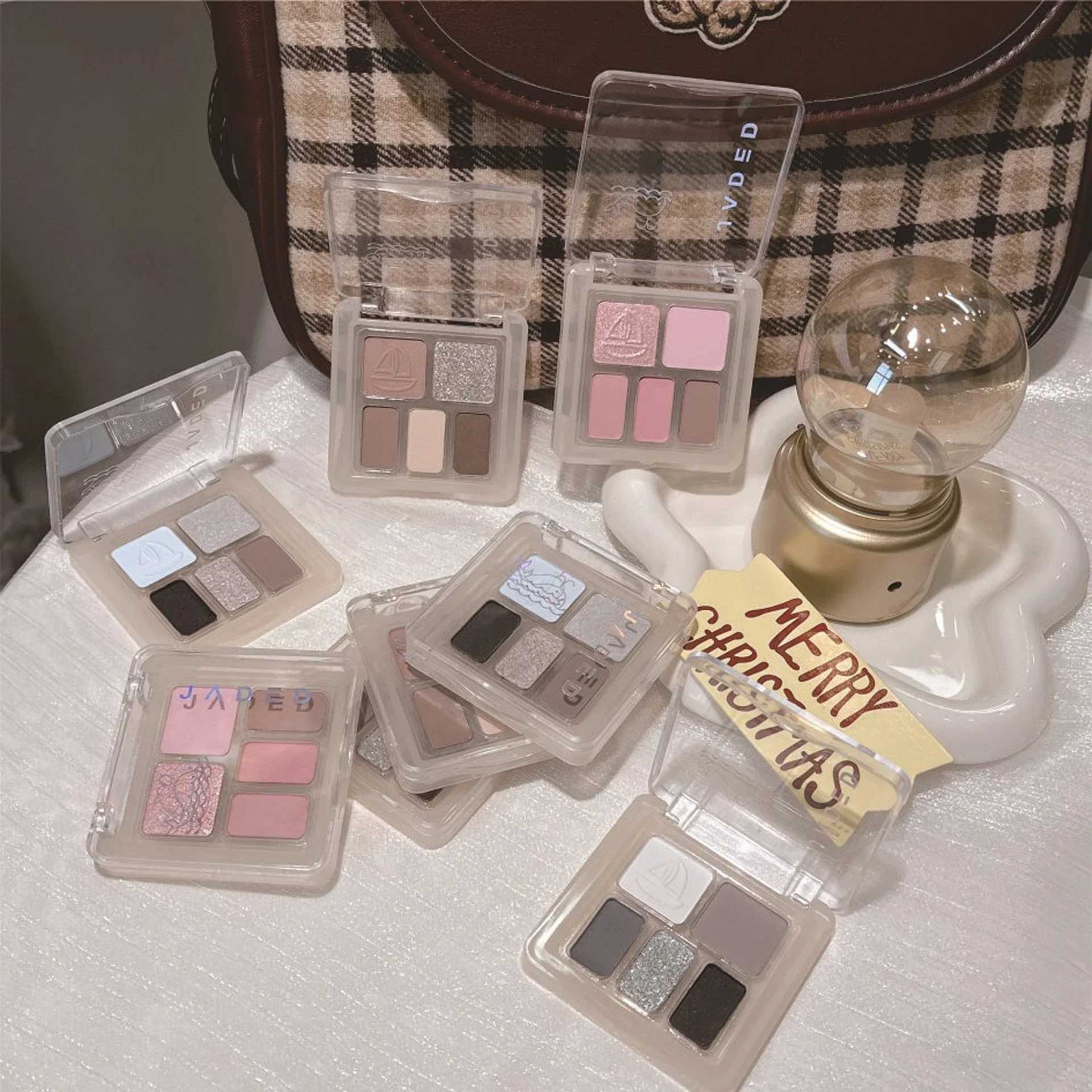 Mini 5-Color Eye Shadow Palette Low Saturation Matte Glitter Brown Earth Color ly Pigment Eyeshadow Lasting Eye MakeupXJ241230