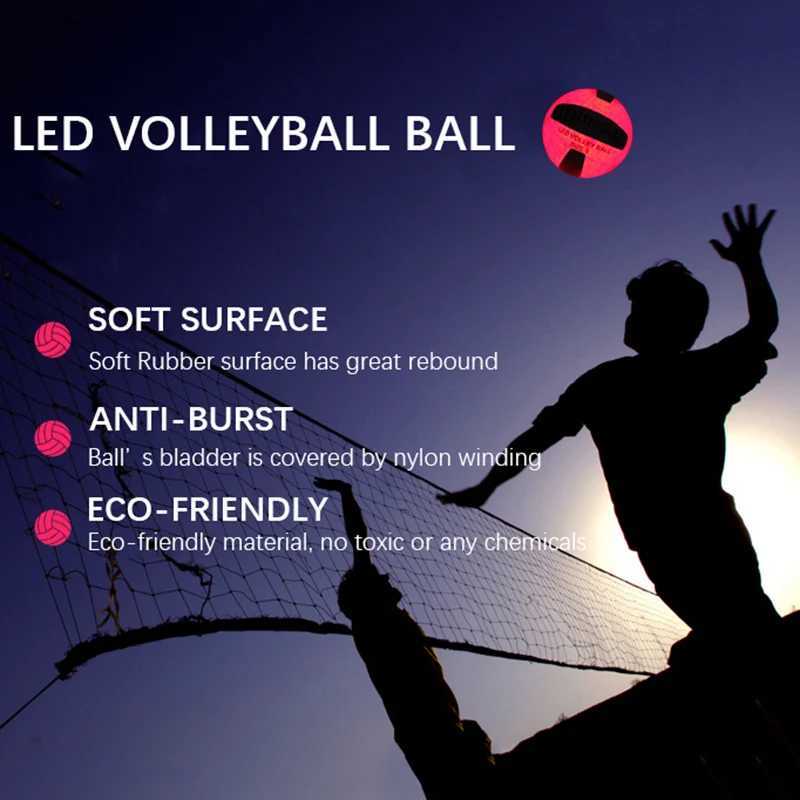 Glow in the Dark Volleyball Ball LED Light Up Rubber Volleyball Size 5 Training Balls Waterproof Luminous Beach Volleyball BallsXJ241230