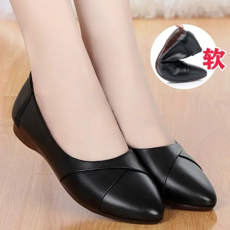 Autumn Womens Flat Shoes Fashion Shallow Slip on Casual for Women Outdoor Soft Leather Office Ladies Walking 241225