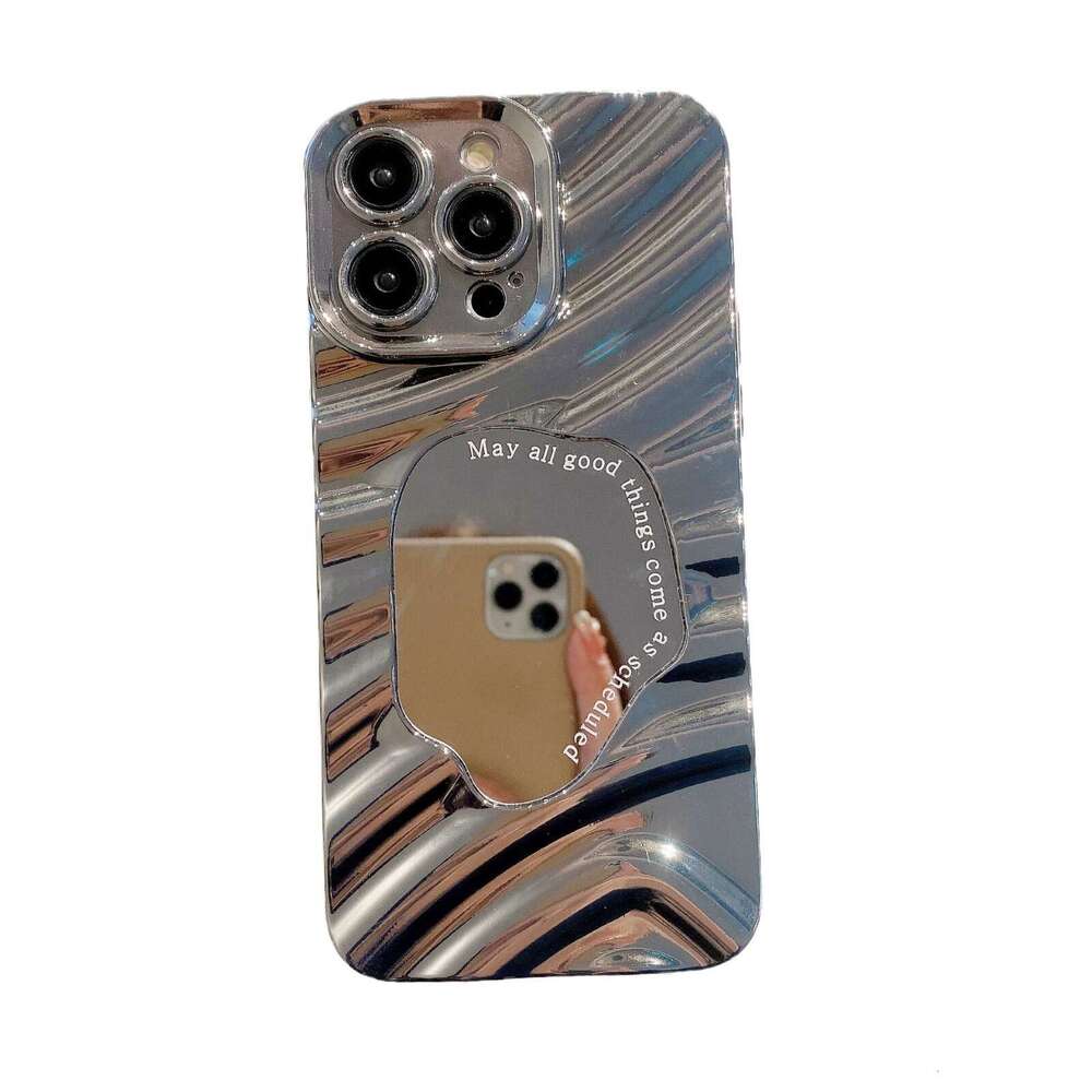 Electroplated mirror suitable for iPhone 15 phone case, advanced wave mirror, Apple 16/14 anti drop soft shell protection