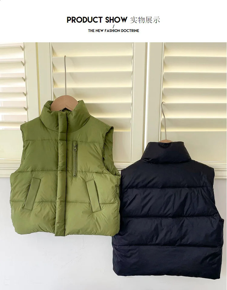 kids Winter Autumn Down Vest Coat Boys Girls Warm Waistcoat Outerwear Clothing Infant Jacket Children White Duck Down Clothes 241230