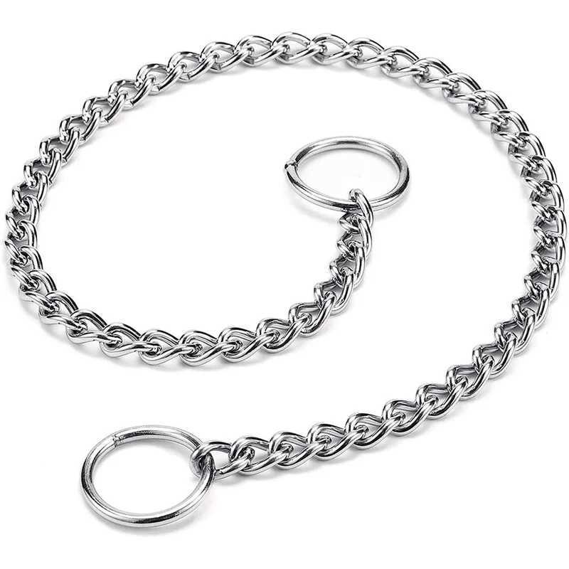 Stainless Steel Dog Collar Silver Cuban Link Dog Slip Chain Choke Collar Strong Slip Dog Collars for Small Medium Large DogXJ250218
