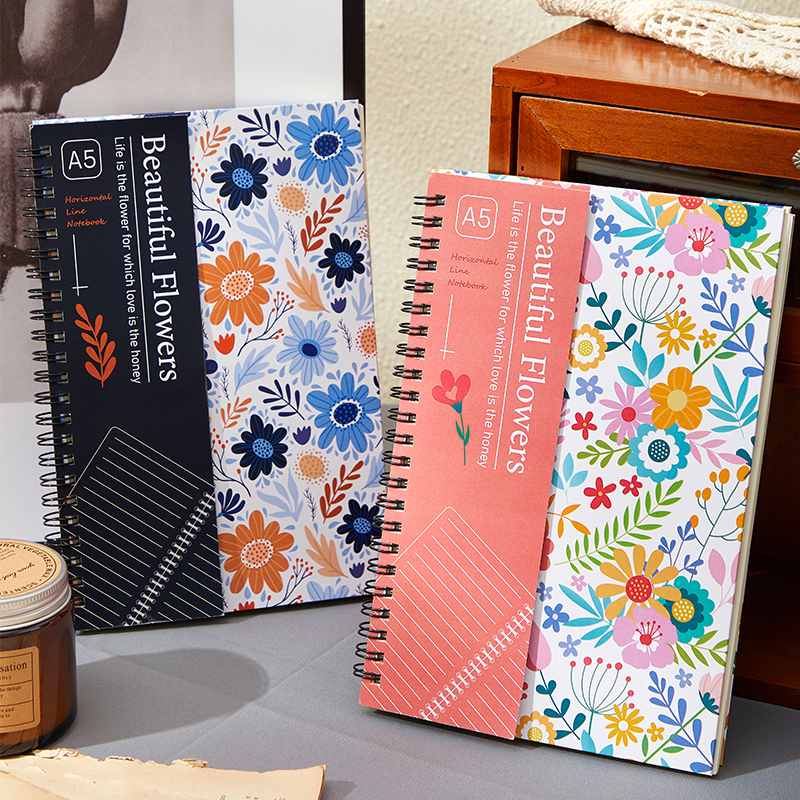 Elegant A5 Flower Pattern Spiral Notebook Convenient Coil Book for Notes & Planning