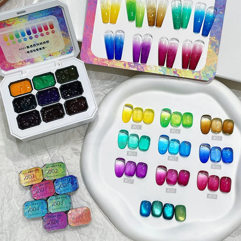 9-color nail paint gel durable pattern gel nail polish cream texture color paint glue immersion solid ergonomic consumer goods 241230