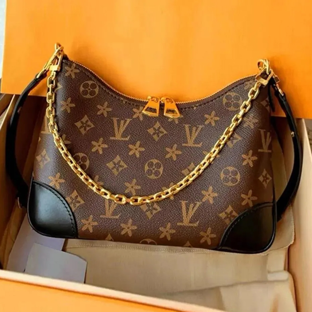 Designer Bag Luxury Canvas Parquet Leather trim shoulder Bag Women's Fashion Chain Bag Underarm Handbag Purse