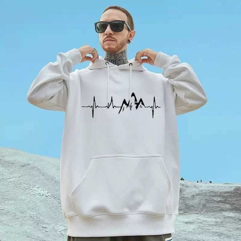 Mountain Peak Sketch Print Mens Sudadera Con Capucha Hombre Design New Sudaderas Para Hombre Black and White Fashion Graphic Hoodie W241230