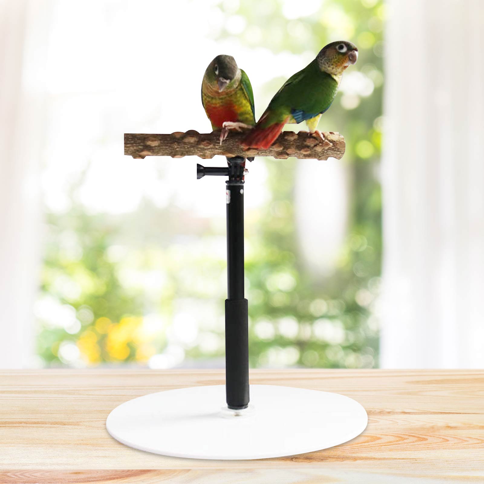 Parrot Desktop Stand Wooden Desktop Play Stand For Birds Adjustable Parrot Training Stand Toys Portable Retractable Perch