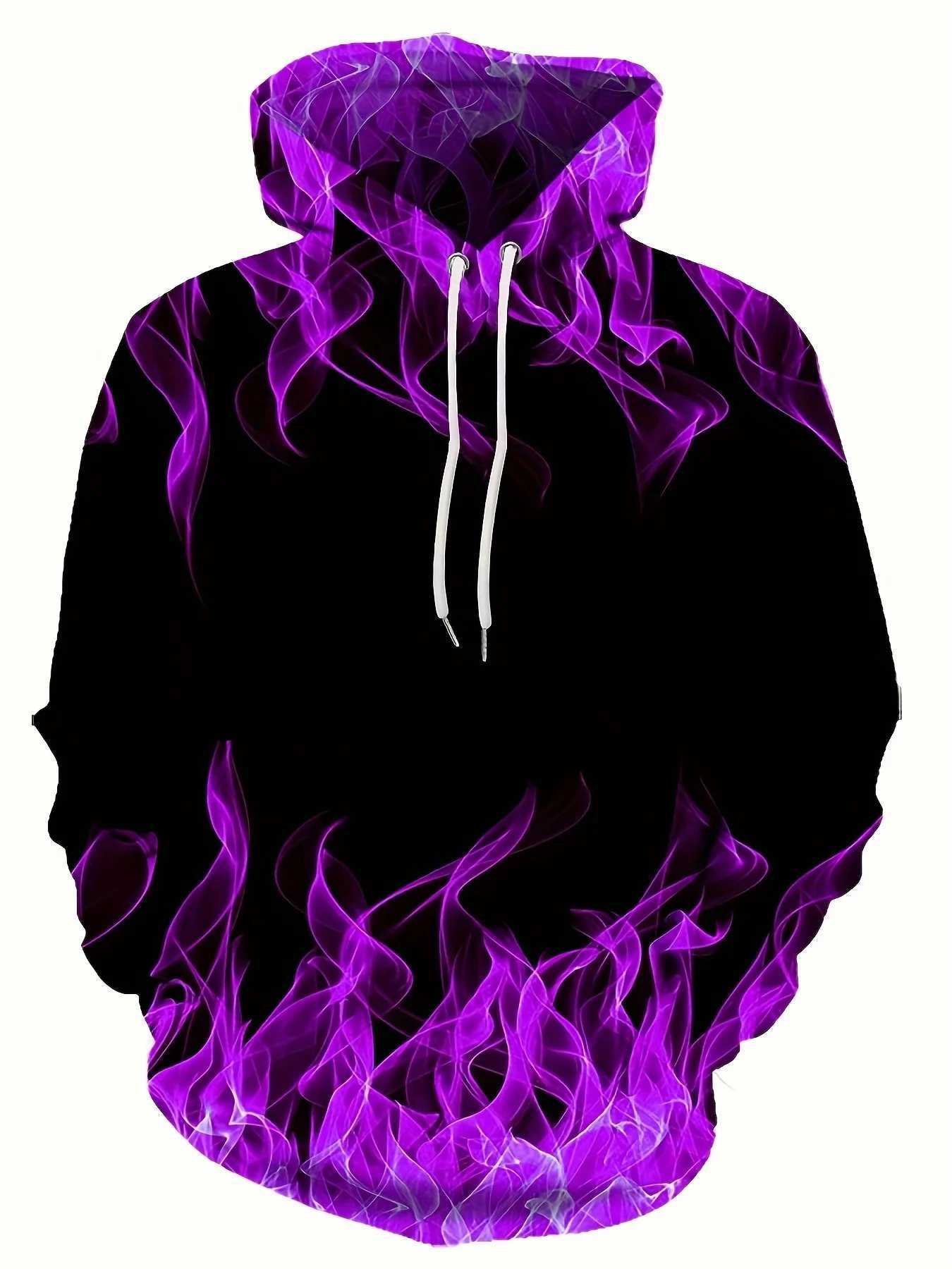 2024 Creative Flame 3D Print Hoodie Cool Hoodies MensSpring Autumn Pullover Hooded SweatshirtOversized Harajuku Y2k Clothes W251027
