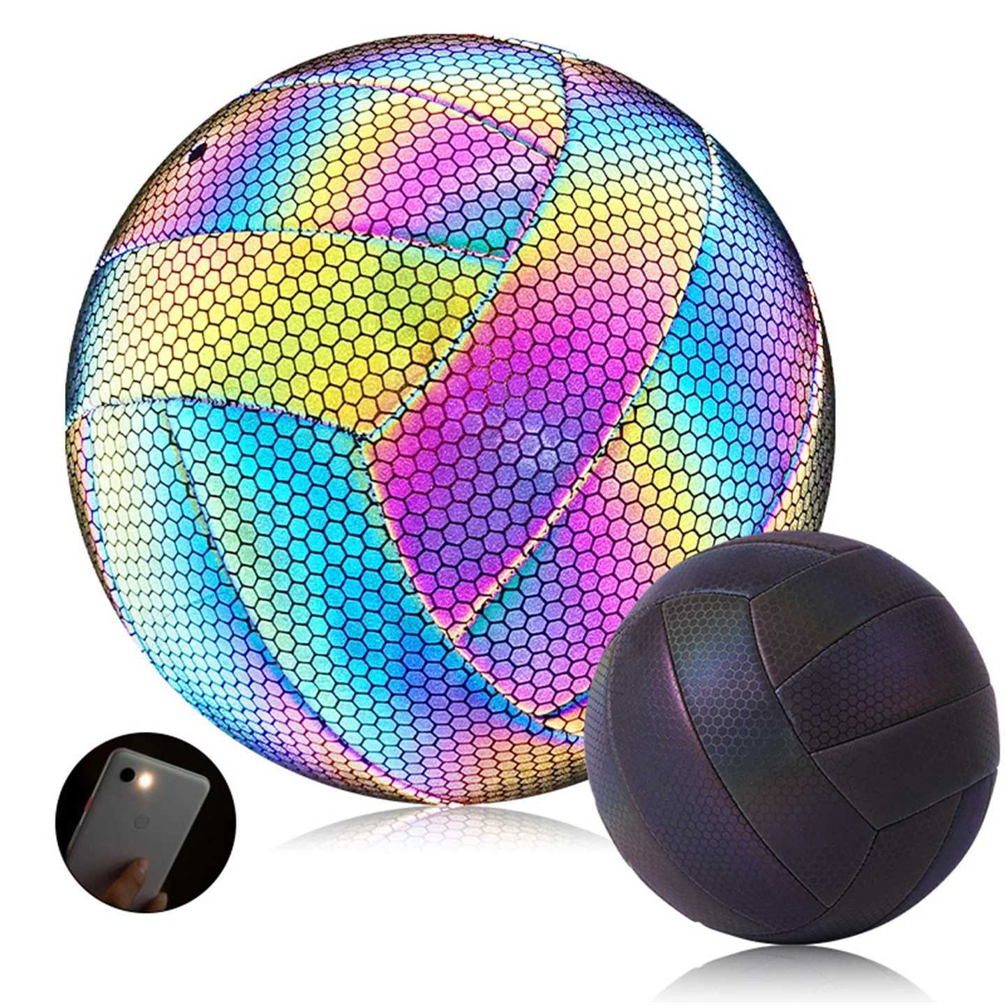 Holographic Reflect light Fluorescence Volleyball Official Size And Weight No.5 Machine Sewing Soft Touch Beach VolleyballXJ241230