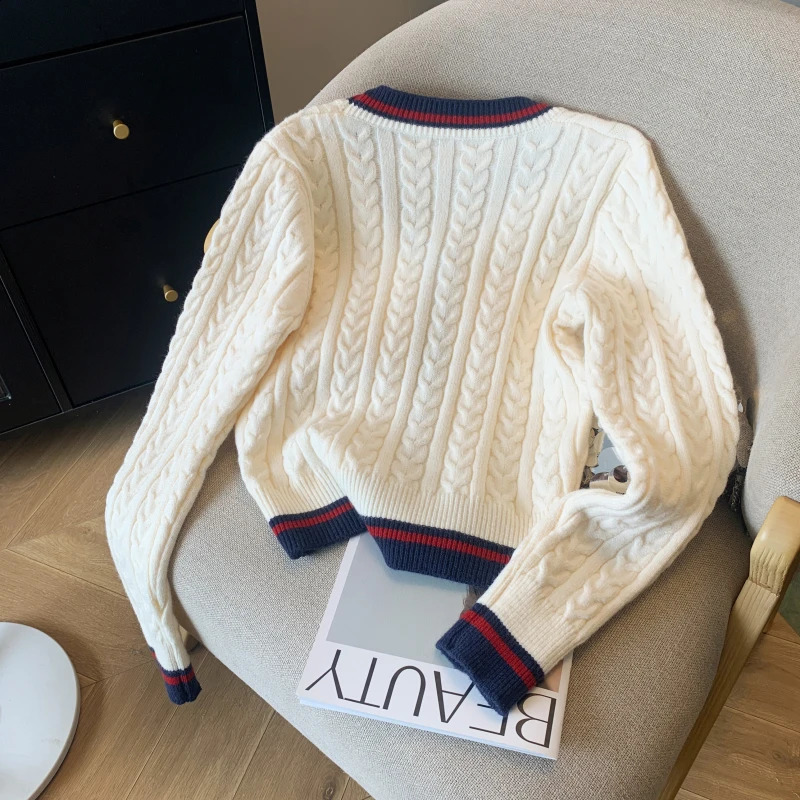 2024 Autumn Winter Cashmere Top Women V Neck Pullover Warm Knitwear Jumper Woman Clothes Twist Outwear Knited Tops Women 241228