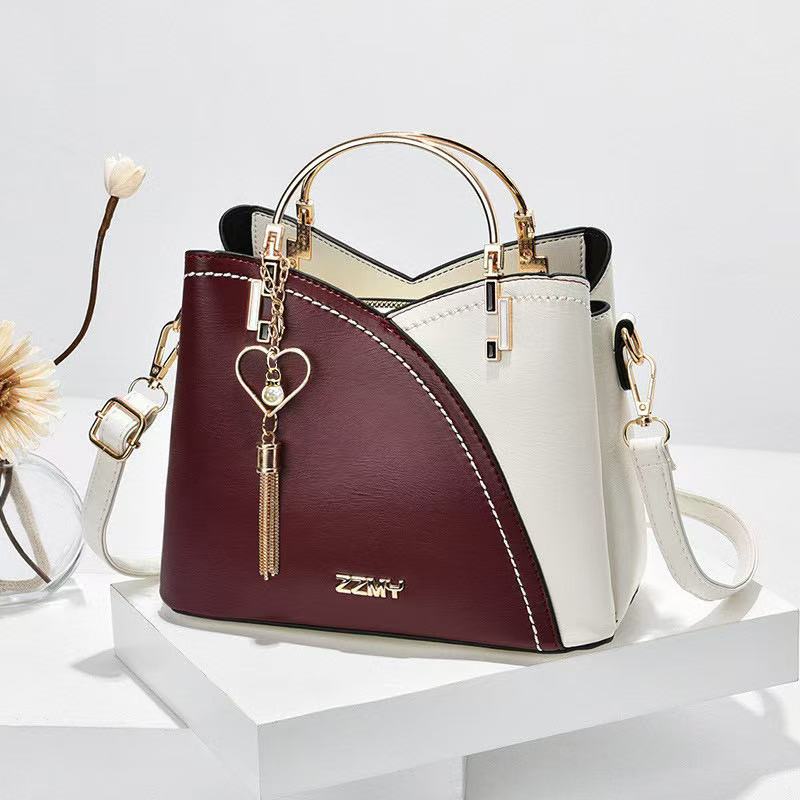 Women's Autumn Winter Litchi Pattern Crossbody Shoulder Bag with Adjustable Strap