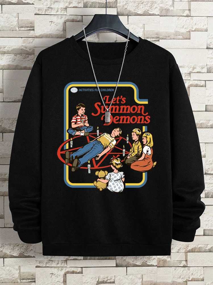 Lets summon the demon master humorous manga hoodies mens Harajuku loose hoodies oversized loose clothing fashionable fitness sweatshirts womens hoodie