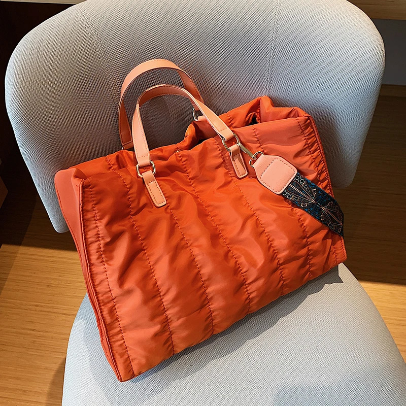 Big retro n tote bag winter Warm Down cotton handbags for women Shoulder Messenger Bags Shopper bag wallet 241227