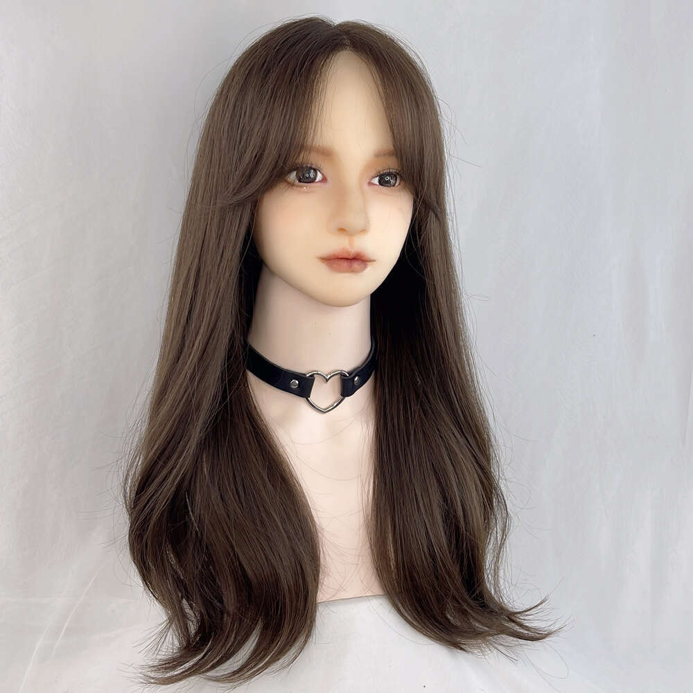Lace Front Wig Cover T Shape Jiahe's New High-Temperature Silk Simulation Lace Wig With Natural Split Bangs And Long Curly Hair, Hand Woven Headb