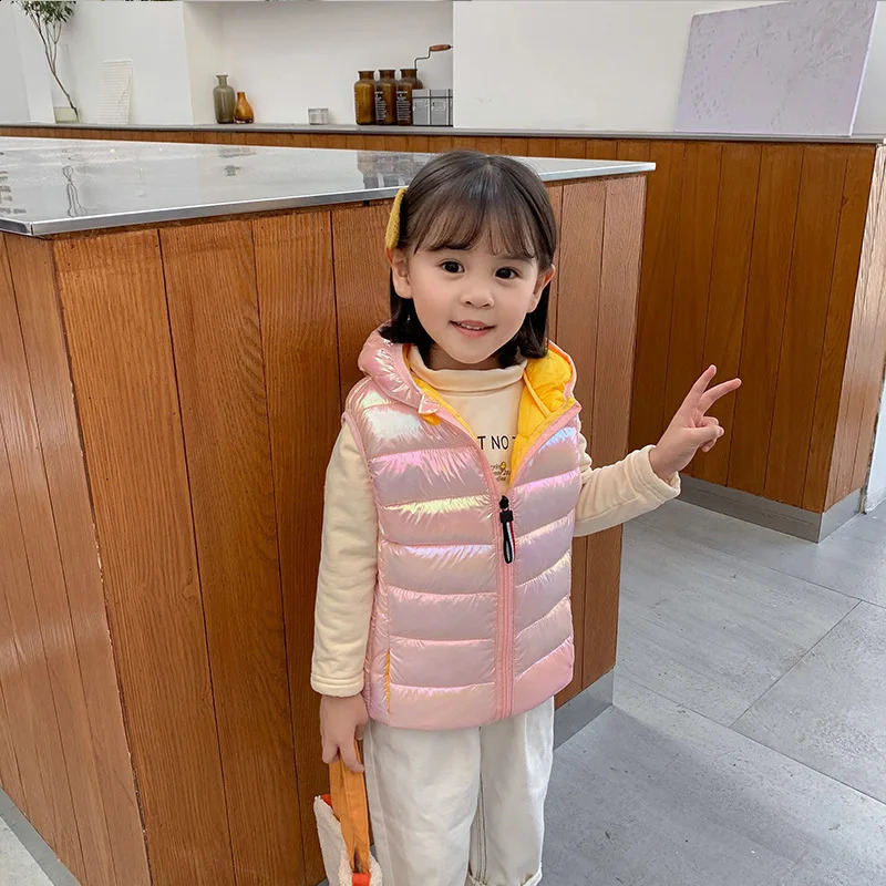 Hooded Child Waistcoat Children Outerwear Kids Jackets Warm Cotton Baby Boys Girls Vest For Spring Autumn 3-14 Years Old 241230