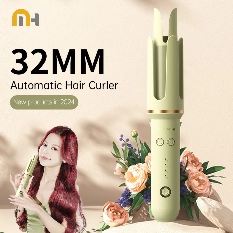 Automatic Curler 32Mm Auto Rotating Ceramic Roller Professional Iron Wand Hair Waver Curling Tool 241230