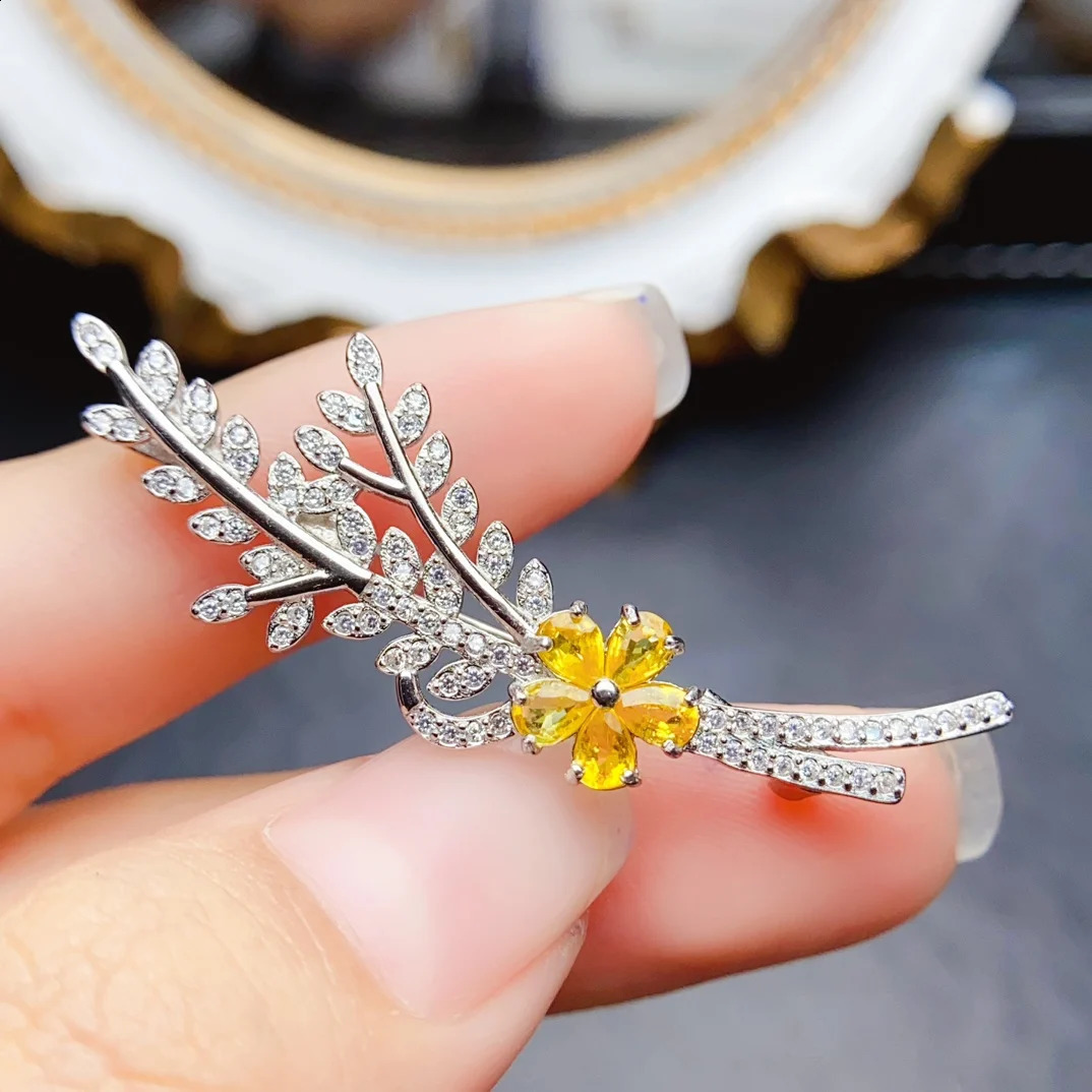 FS 3*4Natural Sapphire Wheat Brooch S925 Sterling Silver Fine Fashion Charm Weddings Jewelry for Women With Certificate 241230