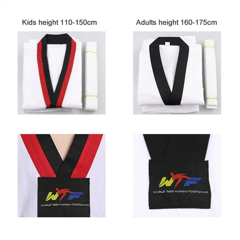 TKD Costumes Clothing White Taekwondo Uniforms WTF Karate Judo Dobok Clothes Children Adult Unisex Long Sleeve Gi Uniform 241230