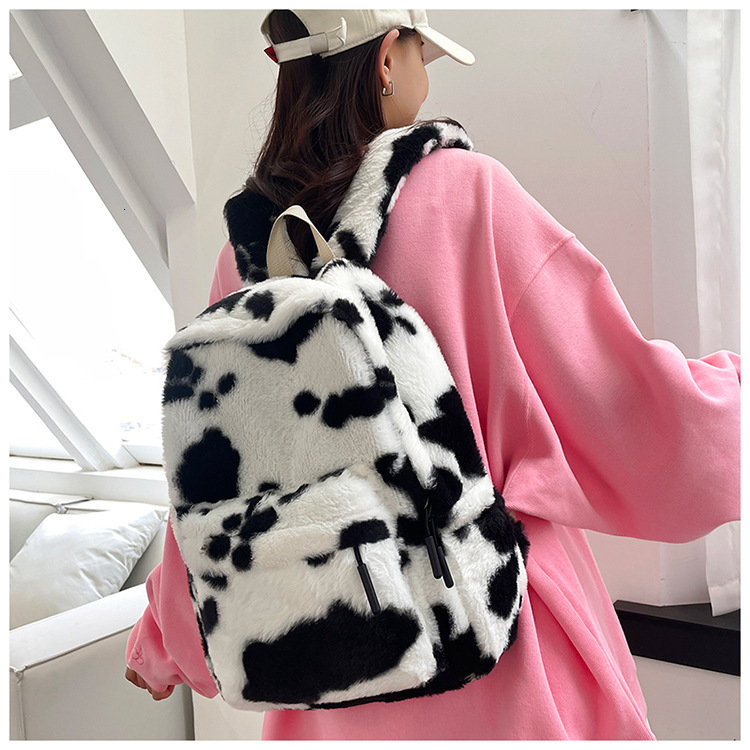 New Cute for Middle and High School Students Autumn Leisure Plush Backpack College Student Class Bag Female