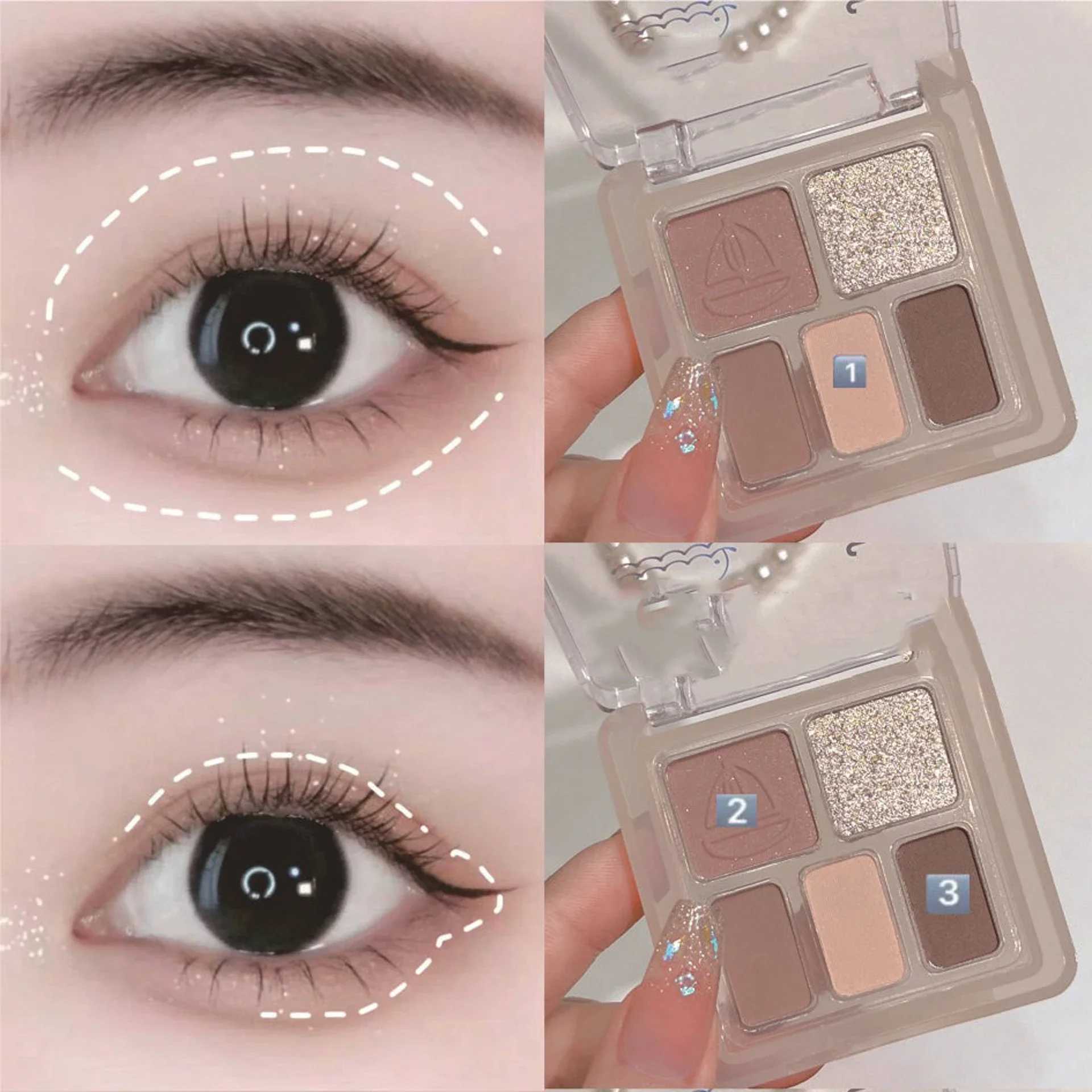 Mini 5-Color Eye Shadow Palette Low Saturation Matte Glitter Brown Earth Color ly Pigment Eyeshadow Lasting Eye MakeupXJ241230