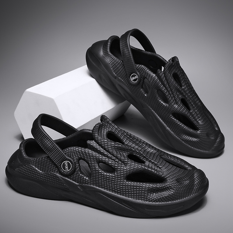 2025 new Free shipping designer slippers for mens black grey khaki Hollow out beach sandals