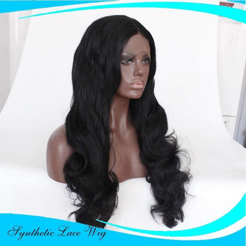 Lace Front Wig Cover T Shape 13 * 2.5 Hand Woven Black Wavy Synthetic Headband, T-Shaped Lace Wig Kq2 Kq2