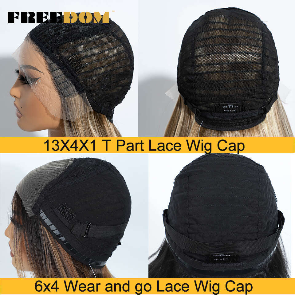 Synthetic Lace Front For Black Woman Layered Straight Wear And Go Glueless Wigs Ombre Brown T Part & 6X4 Pre Plucked Wig