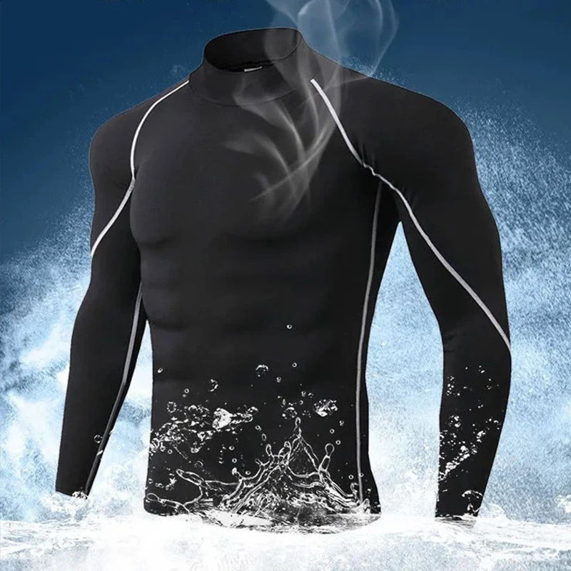 Men Long Sleeve Gym T Shirt Compression Running TShirts Man Quick Dry Basketball Shirts Elastic Football Tops Tees Male Clothes 241220