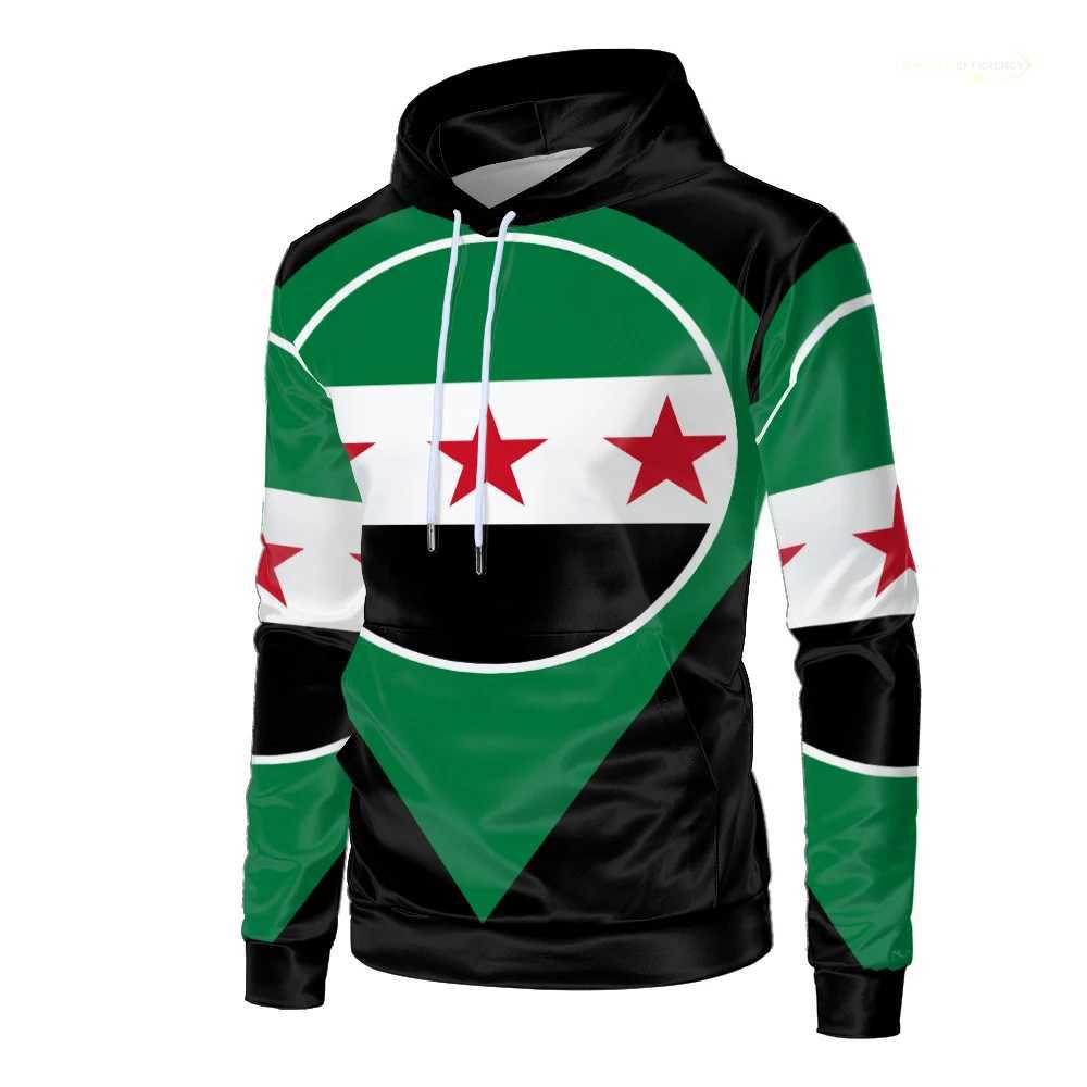 Syrian flag sport mens sportswear fashionable casual geometric pattern hooded printed street clothing plus size unisex zipper mens gift W241230