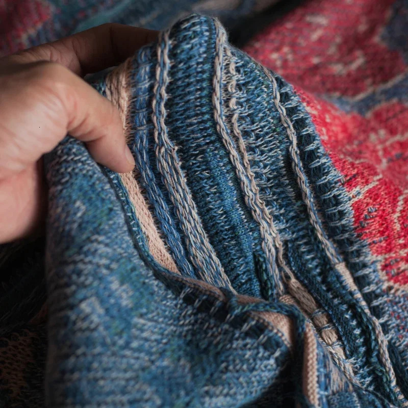 Non Kapital Hirata Hohiro Japan Ancient Heavy Old Sweater Rose Printed Portrait Men's Vintage Loose Pullover Annual Jia Brand