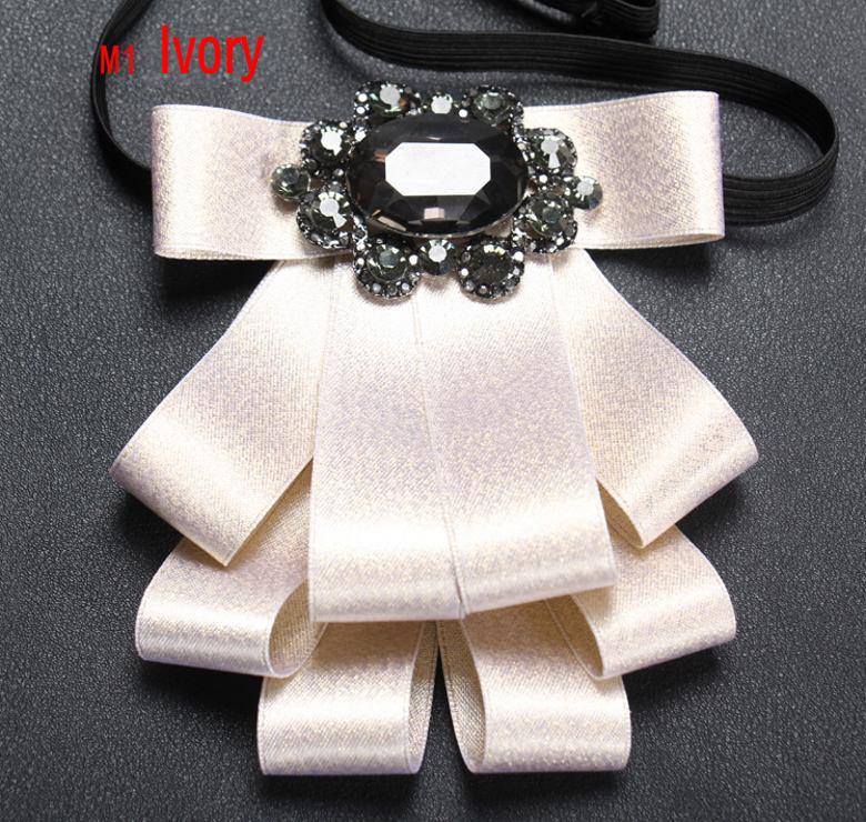 9 Color Formal Men Ribbon Double-Layer Collar Flower With Crystal Decoration Man Wedding Groom Ribbon Bow Tie Necktie