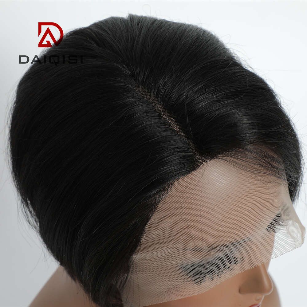 Lace Front Wig Cover T Shape Oushuo Style Bob Side Curly T-Shaped Mesh Cap Gradient Lace Real Hair Wig Headband Kq2 Kq2