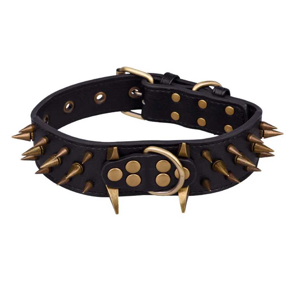 Dog Collars Dog Collar Sharp Spiked Studded Luxurious Padded Leather Pet Collars for Medium Large Dogs 2 Inch Width Dog Necklace Anti-BitingXJ241230 H