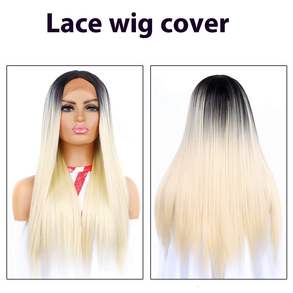 Lace Front Wig Cover T Shape Front Long Straight Hair T-Shaped Front Wig Synthetic Lace Headband Kq2 Kq2