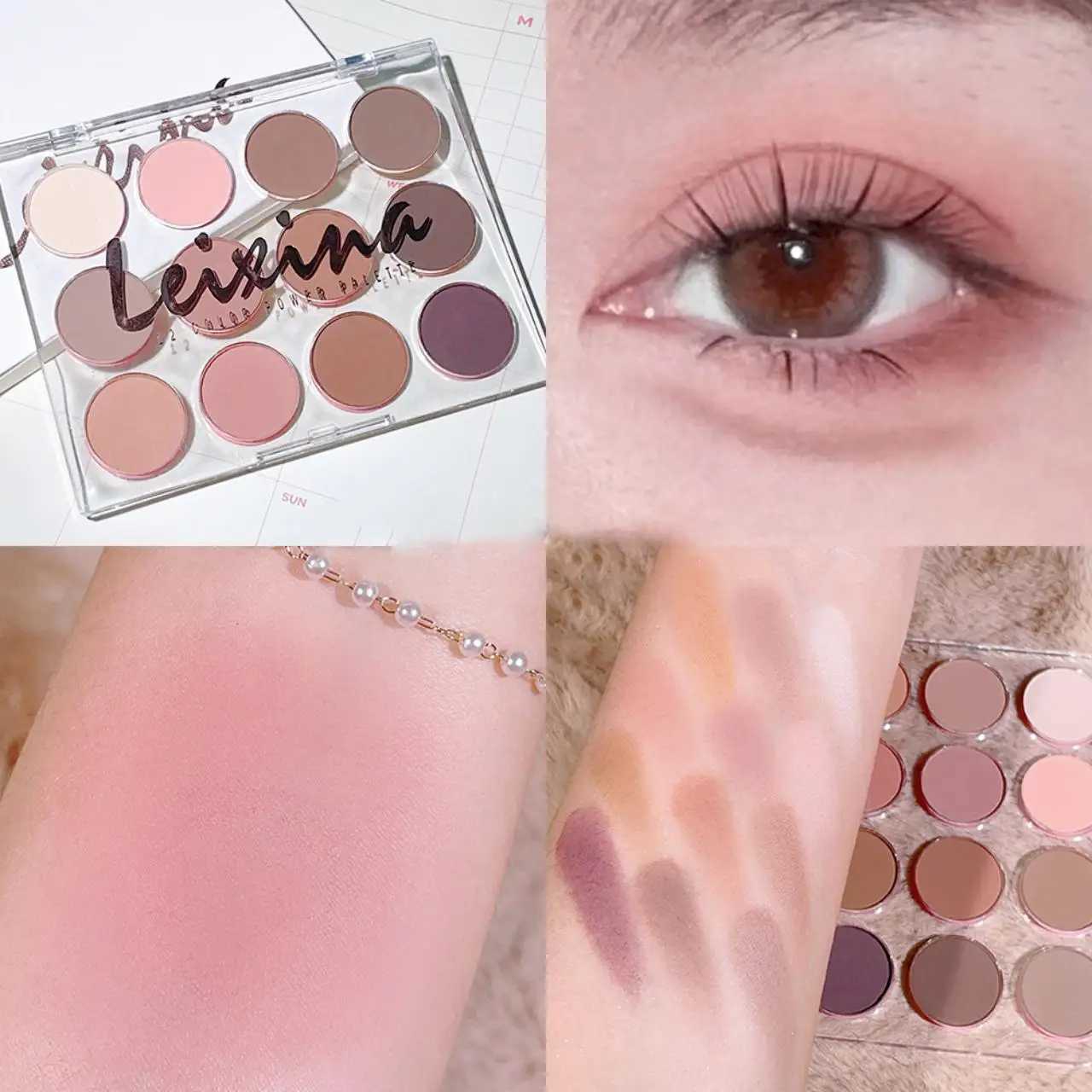 Clear Acrylic 12 Color Eyeshadow Palette lescent Matte Milk Tea Earth Tone Affordable EyeshadowXJ241230