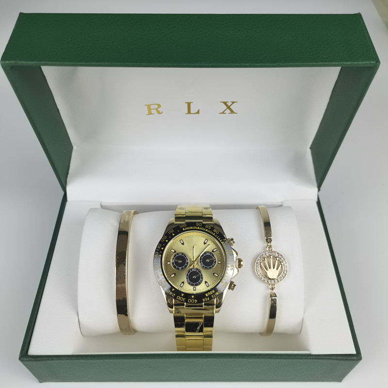 Luxury 3-piece men's stylish rhinestone quartz watch set - sparkling design, perfect gift for friends and family