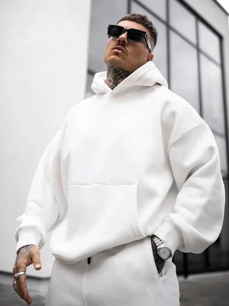 Autumn and winter fashionable English letter printed hooded sweatshirt made of 100% pure cotton high-quality mens casual sports and fitness clothing W