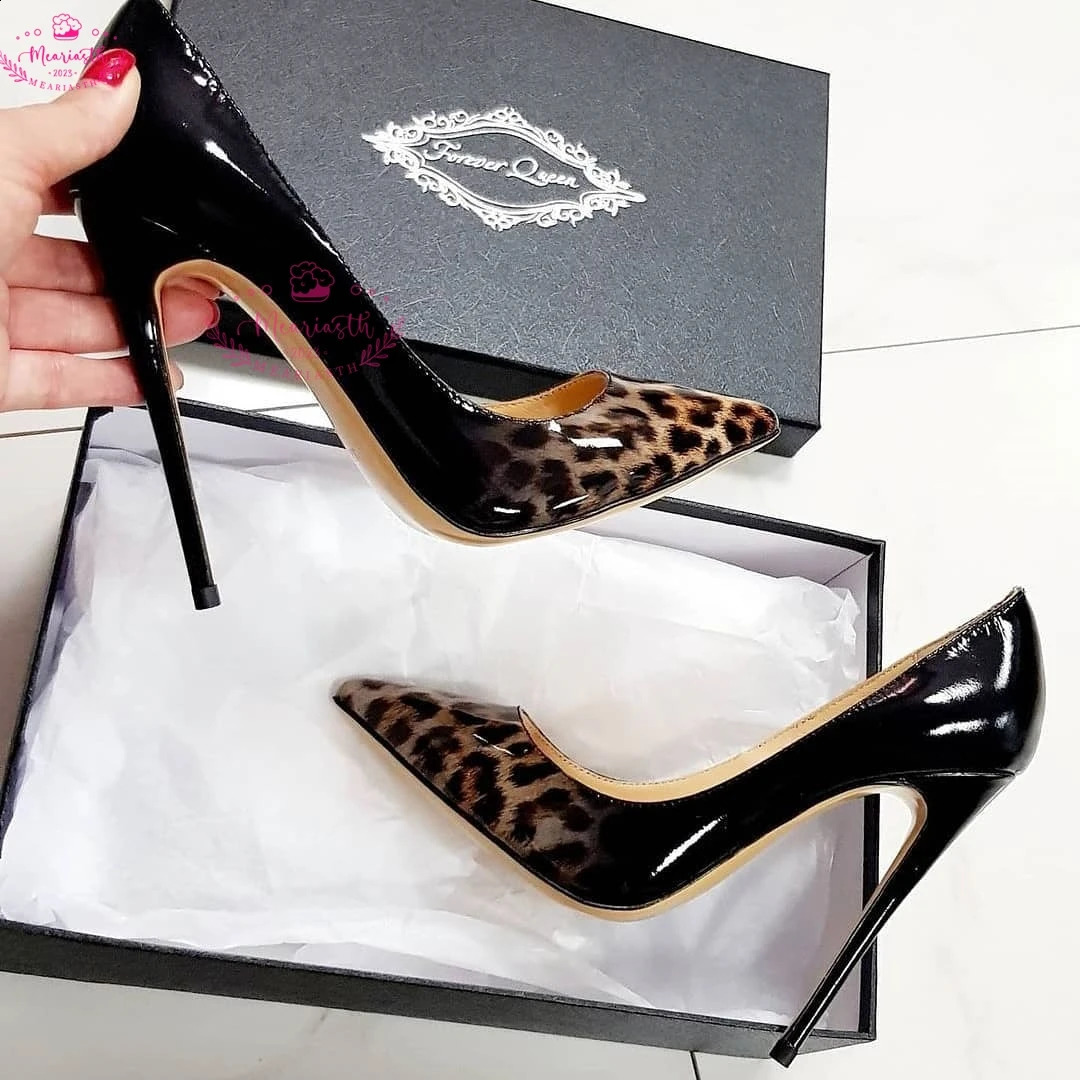 Meariasth 12cm Red Pointed Toe Pumps Stiletto high Heels women Patent Leather Shallow Dress Shoes Women Sexy Party Heels Blue 241230