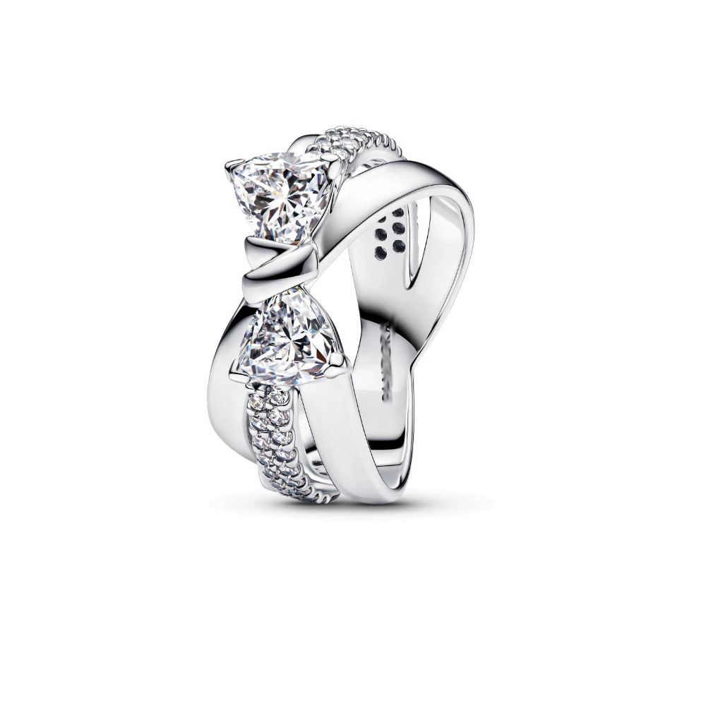 925 Sterling Silver New Fashion Women's and Men Pink bow tie Designer Ring Suitable for Europe and America gift with box